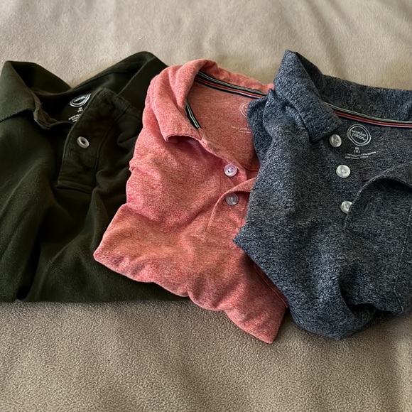 wonder nation Other - 🌹3 Boys Polo shirts Uniform size 8 Gray, peach& dark  green different fabri